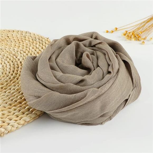 Linen Scarf for Women Lightweight Brown - Picture 5 of 7